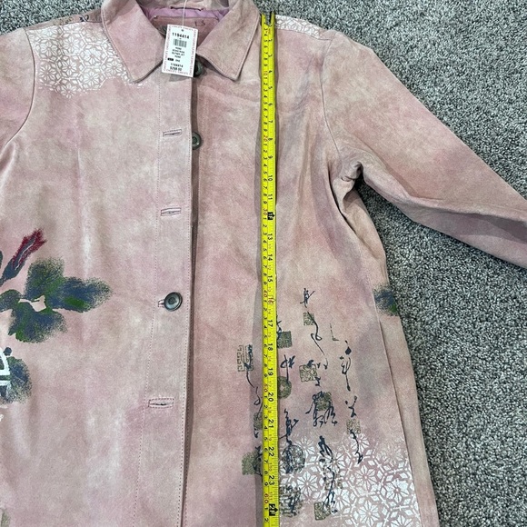Chico’s Suede Leather Jacket Anniversary Edition Rose Ocho Rios Size 1 US 8 Med - Picture 10 of 14